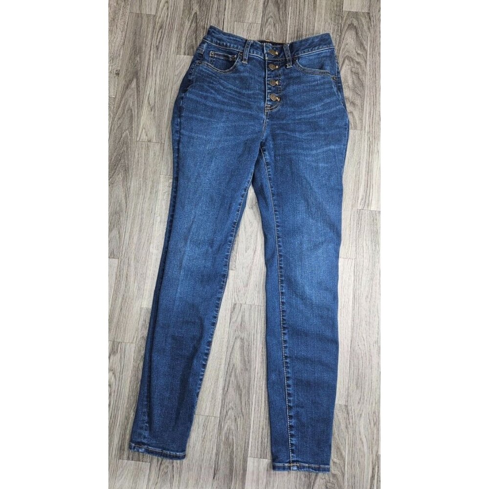 J. Crew Womens SIze 25 Curvy High Rise Skinny Button Fly Denim Blue Jeans